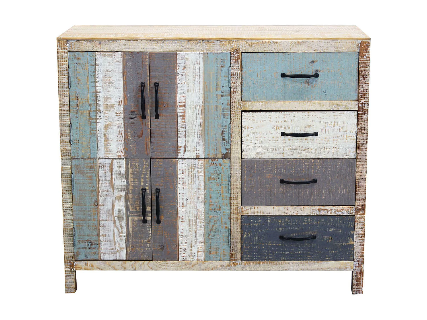 MilaniHome.it - Credenza In Legno Colorato Madia Di Design Mobile In Stile Vintage Moderno Per Sala Da Pranzo Soggiornodi coloreMulticolor