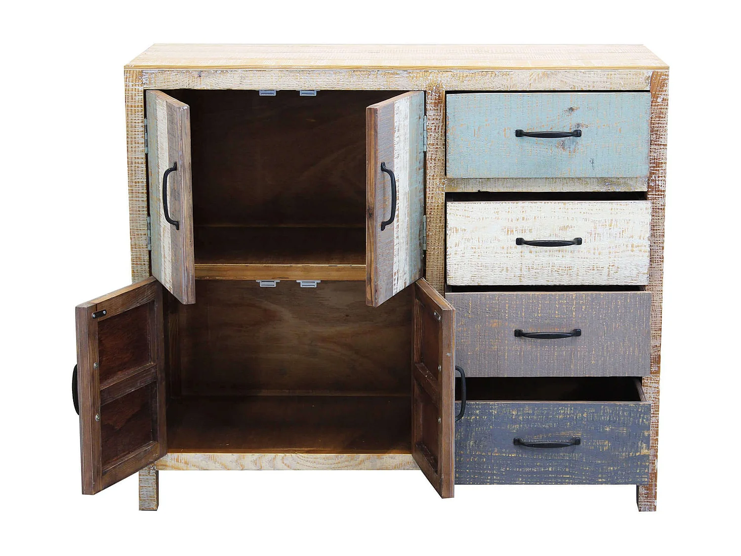 MilaniHome.it - Credenza In Legno Colorato Madia Di Design Mobile In Stile Vintage Moderno Per Sala Da Pranzo Soggiornodi coloreMulticolor