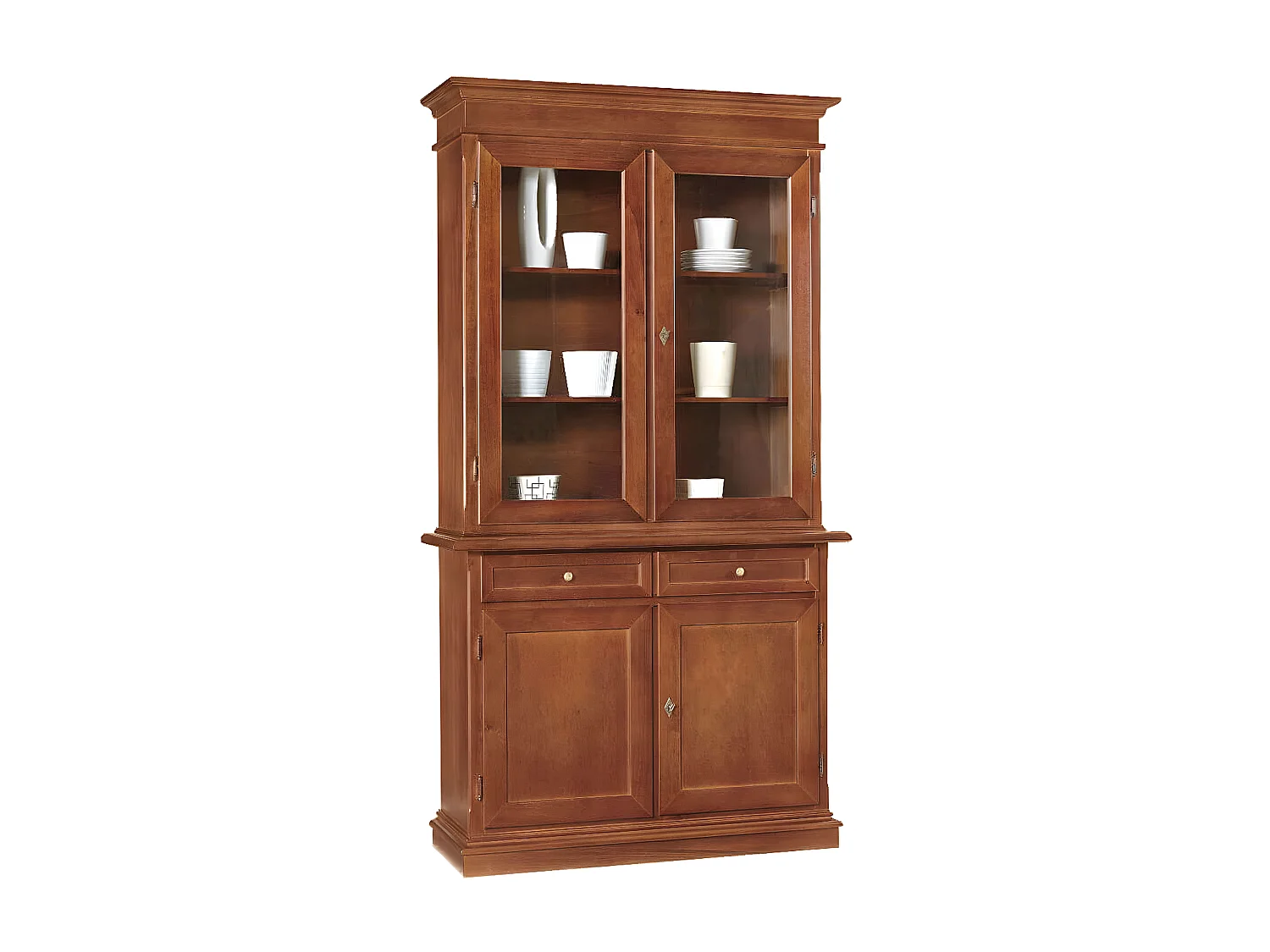 MilaniHome.it - Vetrina Tinta Noce 105x42x205 Per Interno Sala Da Pranzo Salotto Cucina Ufficio Massello Arte Poveradi coloreTinta noce