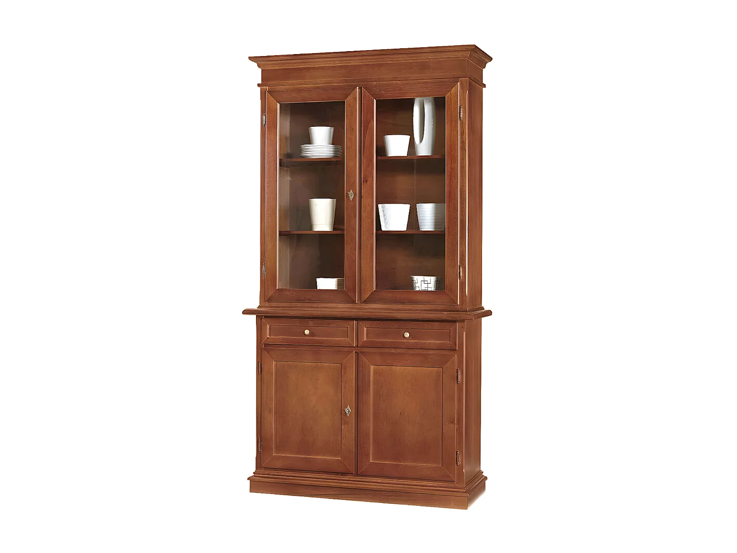 MilaniHome.it - Vetrina Tinta Noce 105x42x205 Per Interno Sala Da Pranzo Salotto Cucina Ufficio Massello Arte Poveradi coloreTinta noce