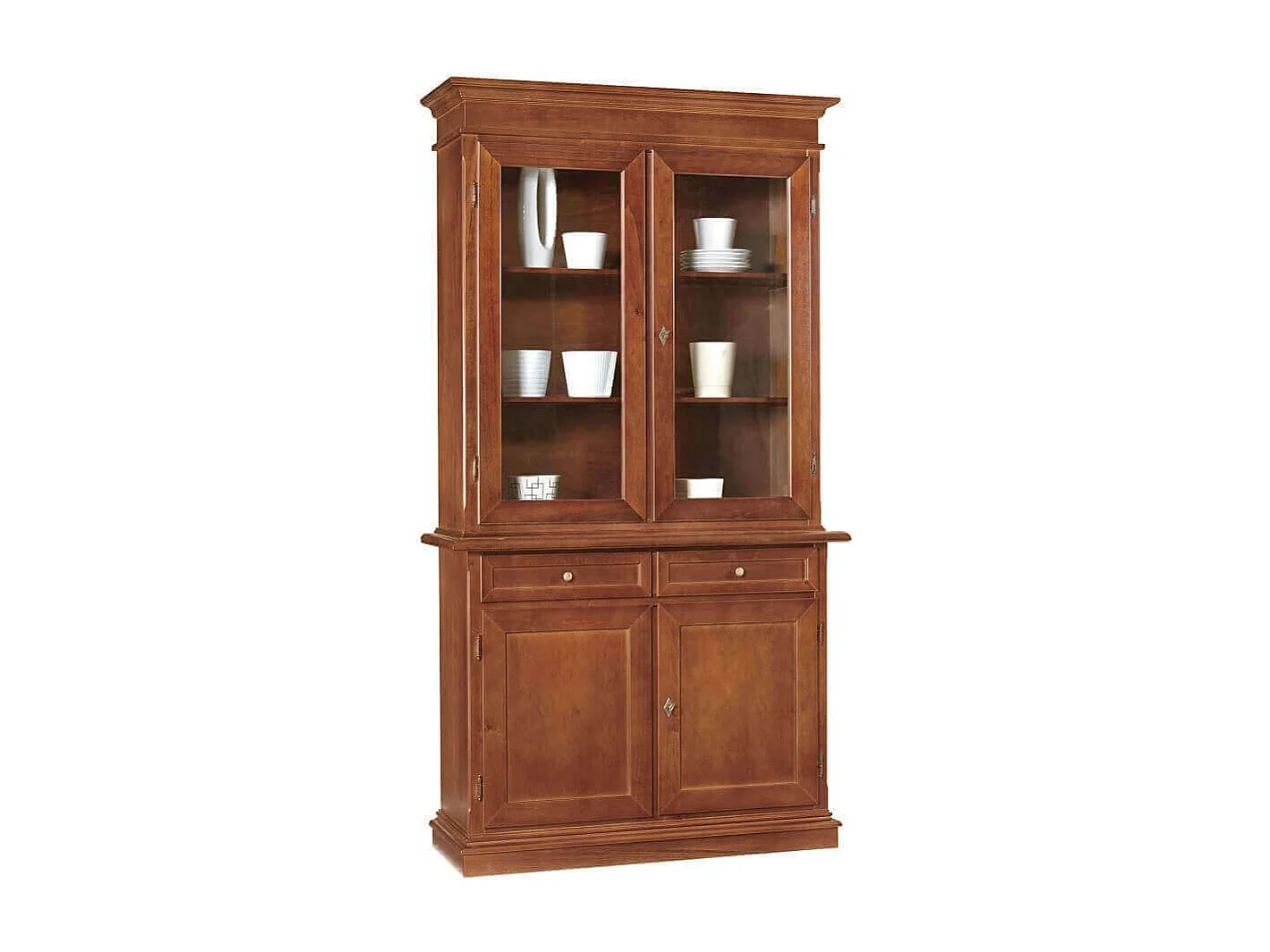 MilaniHome.it - Vetrina Tinta Noce 105x42x205 Per Interno Sala Da Pranzo Salotto Cucina Ufficio Massello Arte Poveradi coloreTinta noce