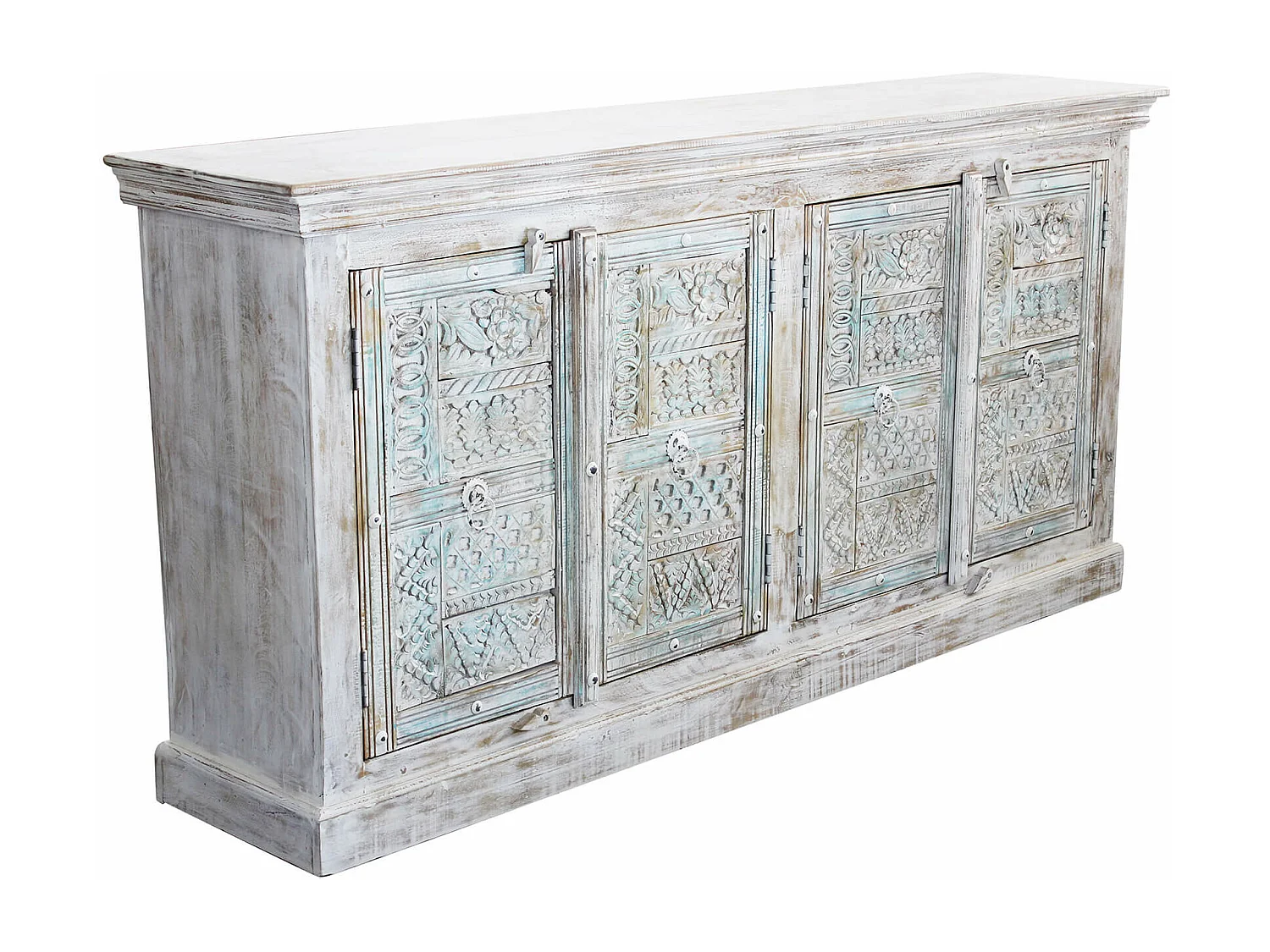 MilaniHome.it - madia legno di mango bianco di design moderno industrial cm 180x40x90 hdi coloreBianco