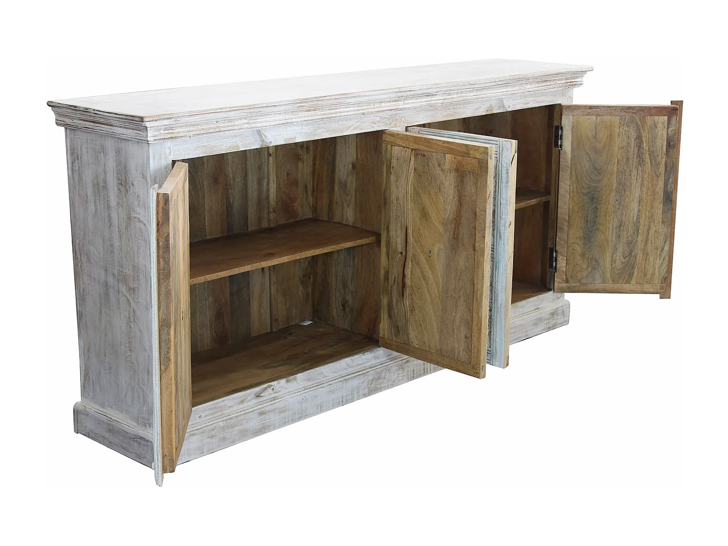 MilaniHome.it - madia legno di mango bianco di design moderno industrial cm 180x40x90 hdi coloreBianco