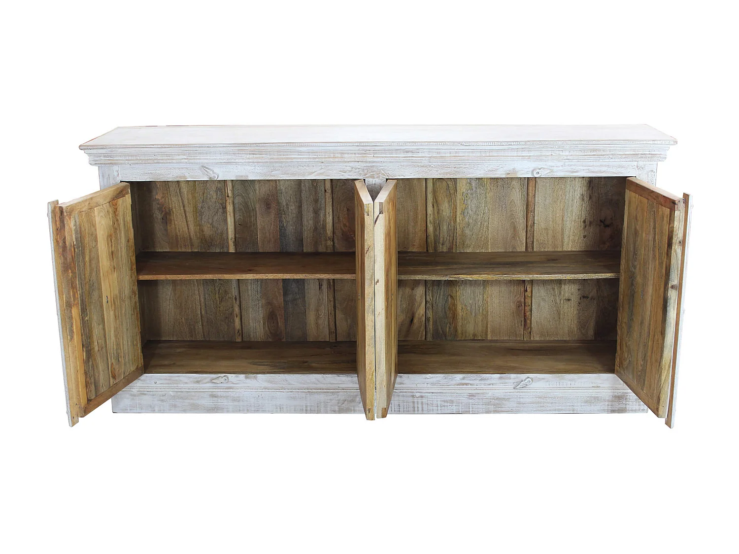 MilaniHome.it - madia legno di mango bianco di design moderno industrial cm 180x40x90 hdi coloreBianco