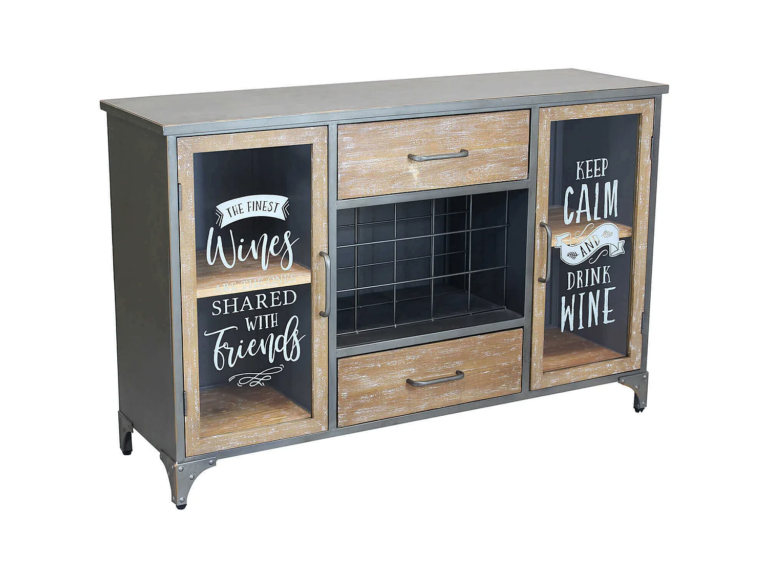 MilaniHome.it - madia industrial in metallo e legno cm 124x39,5x80 hdi coloreMarrone