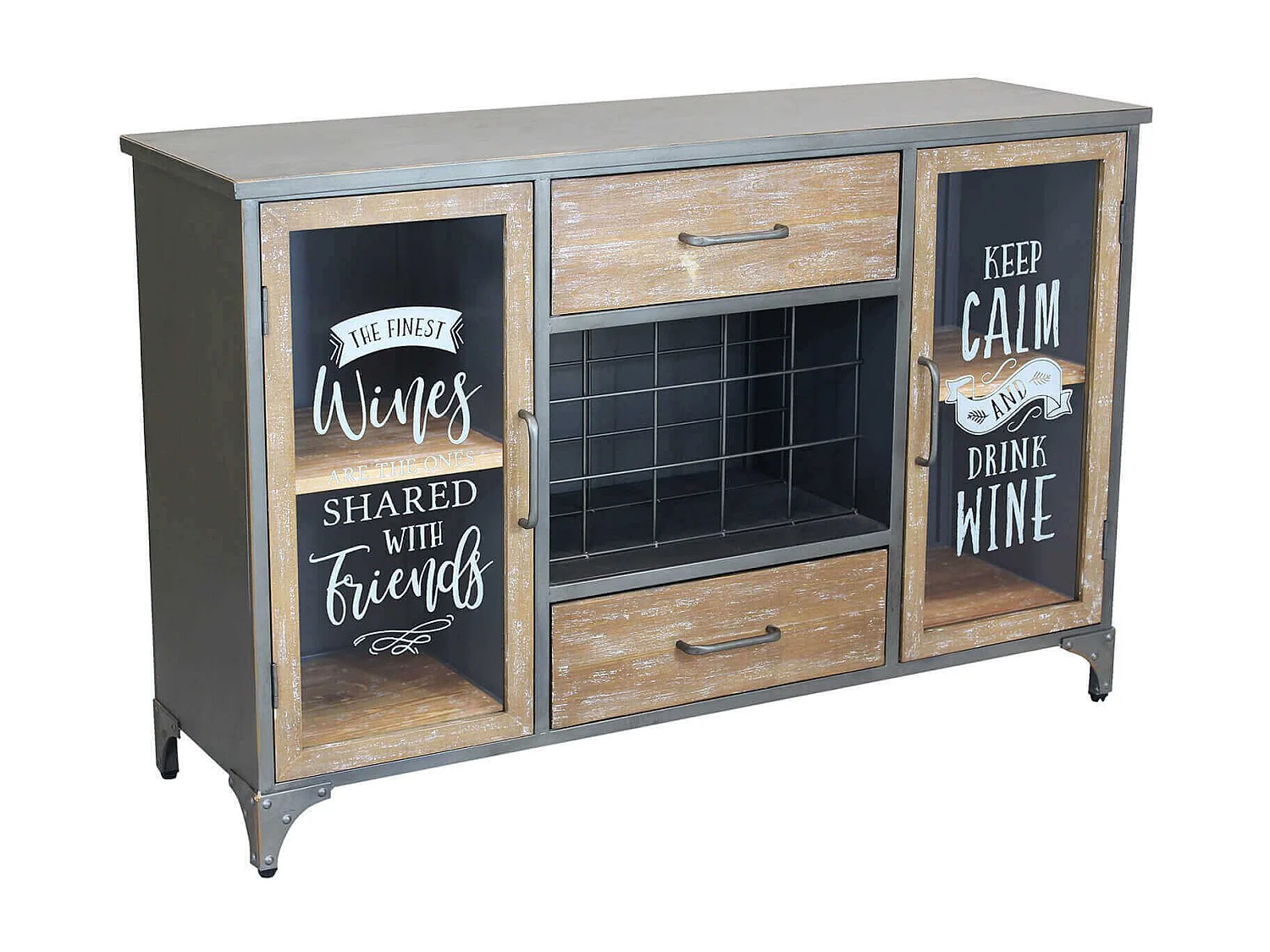 MilaniHome.it - madia industrial in metallo e legno cm 124x39,5x80 hdi coloreMarrone