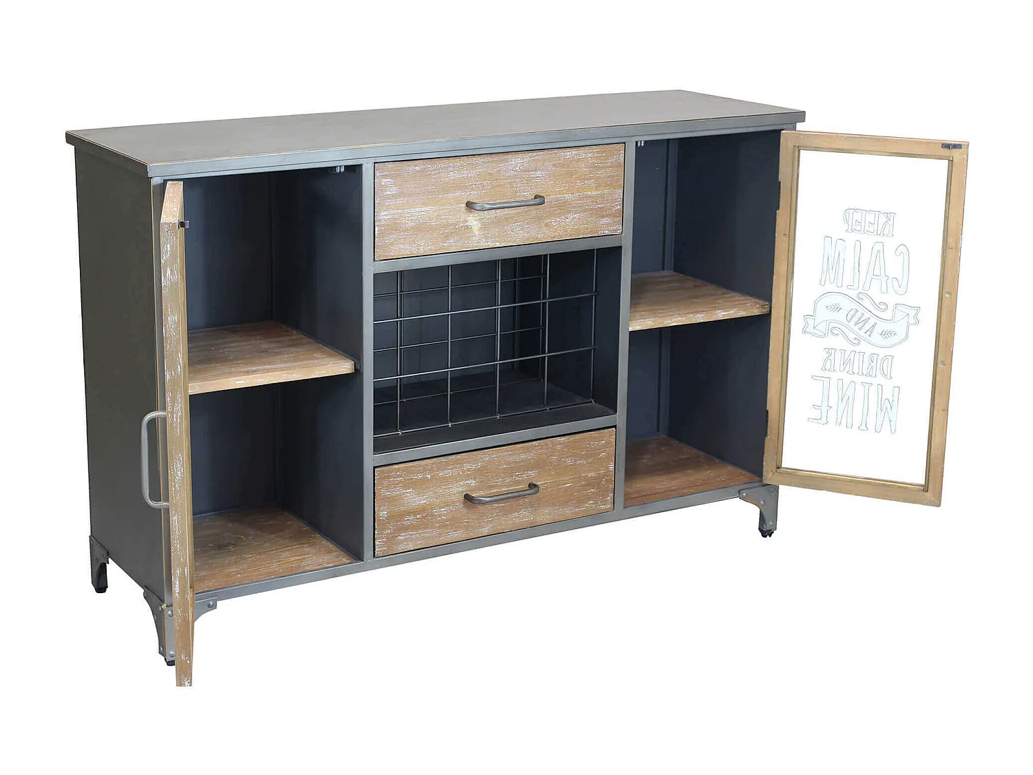 MilaniHome.it - madia industrial in metallo e legno cm 124x39,5x80 hdi coloreMarrone