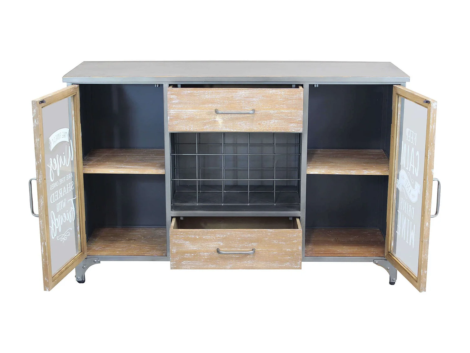 MilaniHome.it - madia industrial in metallo e legno cm 124x39,5x80 hdi coloreMarrone