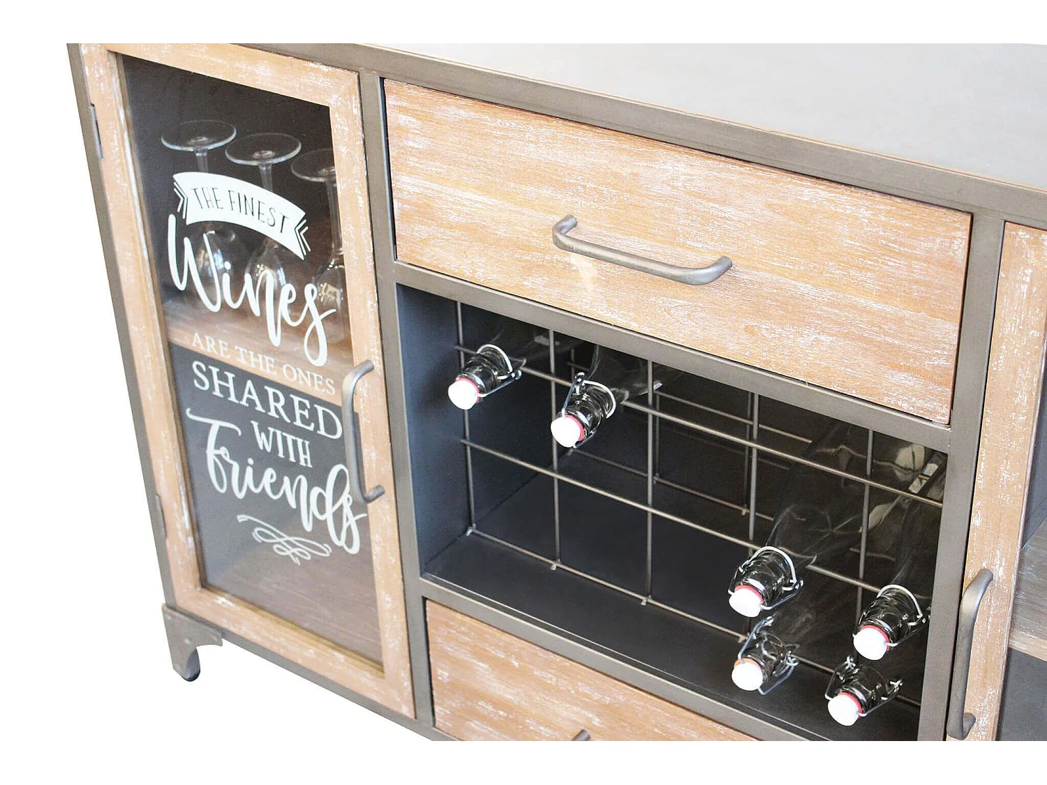 MilaniHome.it - madia industrial in metallo e legno cm 124x39,5x80 hdi coloreMarrone