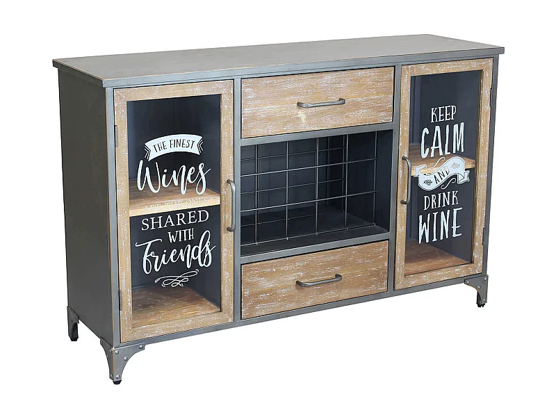 MilaniHome.it - madia industrial in metallo e legno cm 124x39,5x80 hdi coloreMarrone