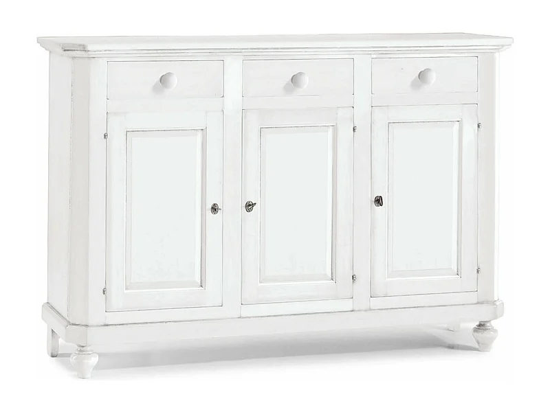 MilaniHome.it - Credenza In Legno Massello 150x43x98di coloreBianco
