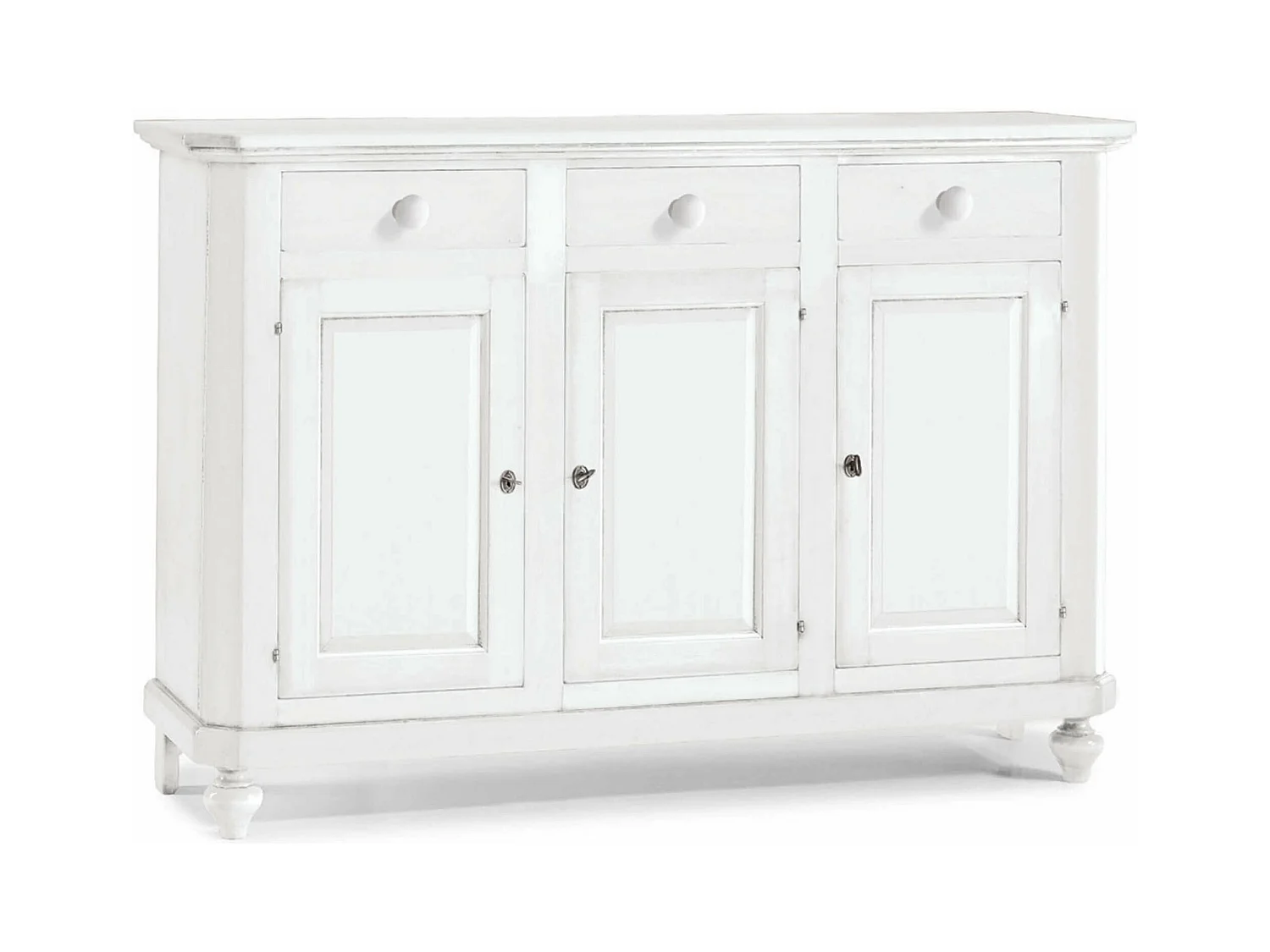 MilaniHome.it - Credenza In Legno Massello 150x43x98di coloreBianco