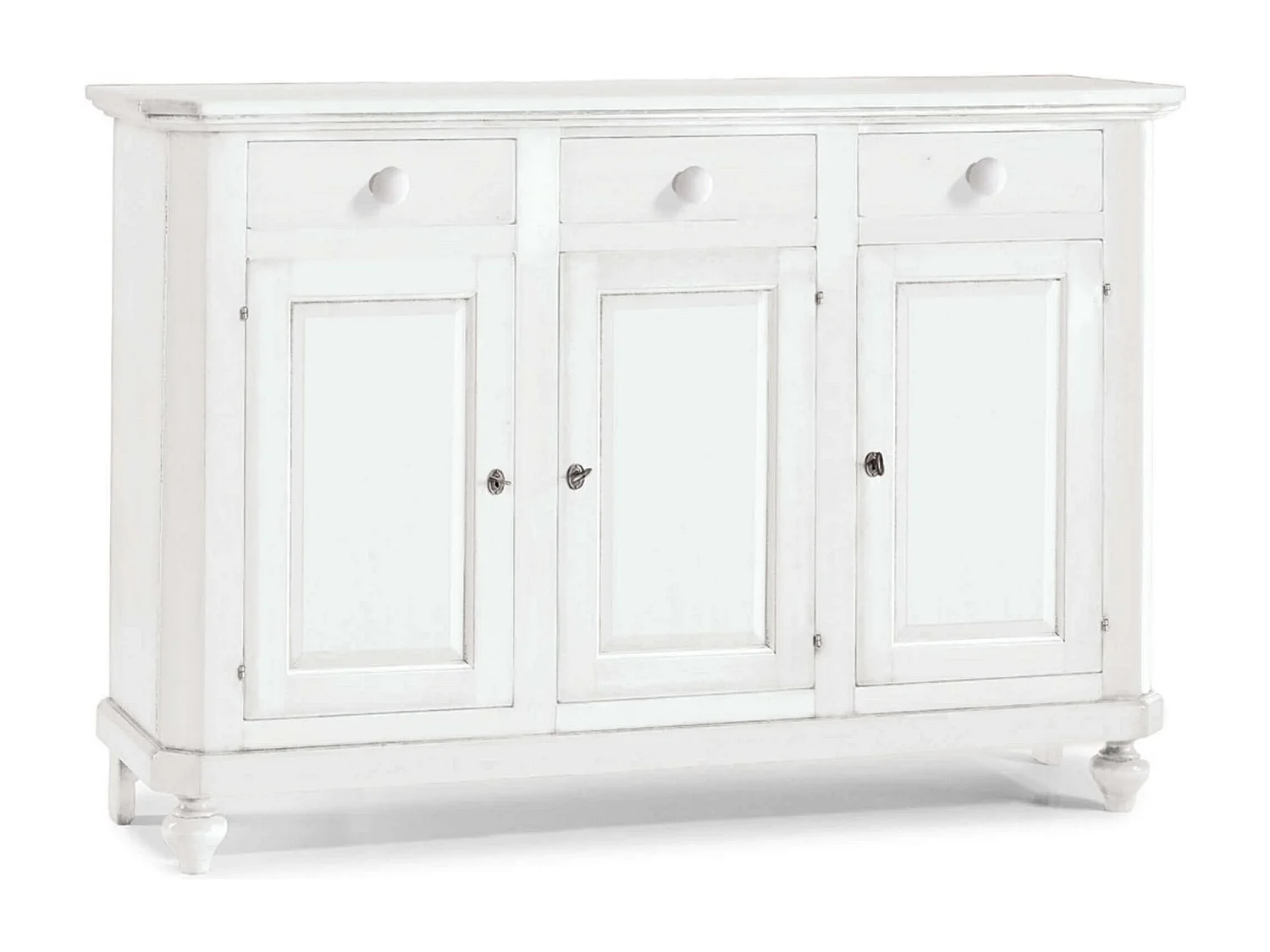 MilaniHome.it - Credenza In Legno Massello 150x43x98di coloreBianco