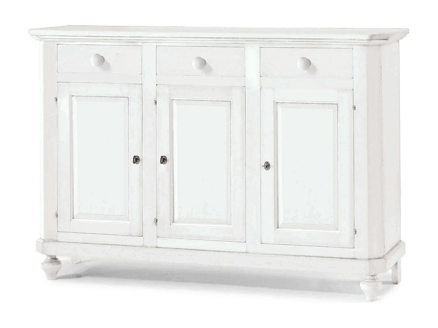 MilaniHome.it - Credenza In Legno Massello 150x43x98di coloreBianco