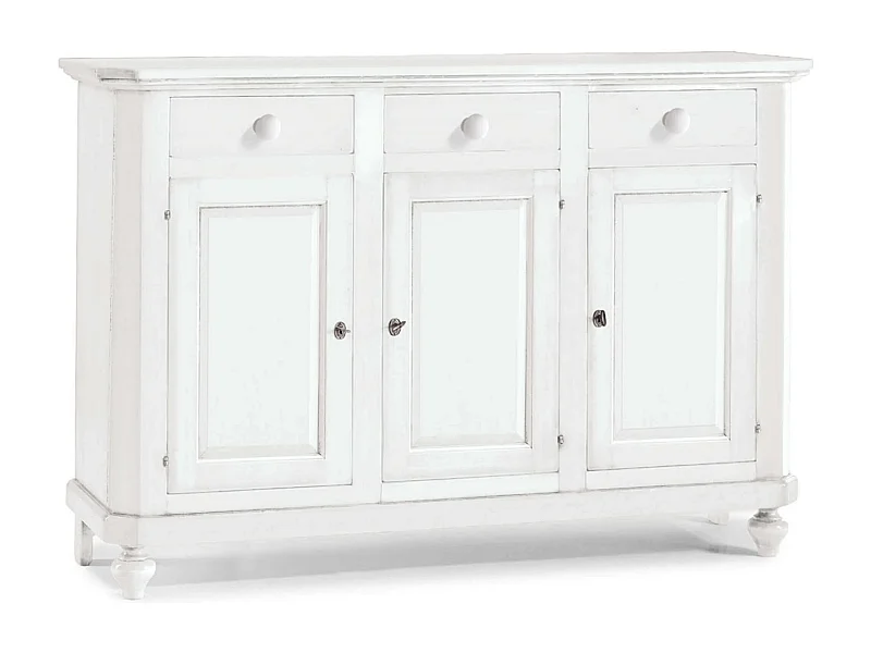 MilaniHome.it - Credenza In Legno Massello 150x43x98di coloreBianco