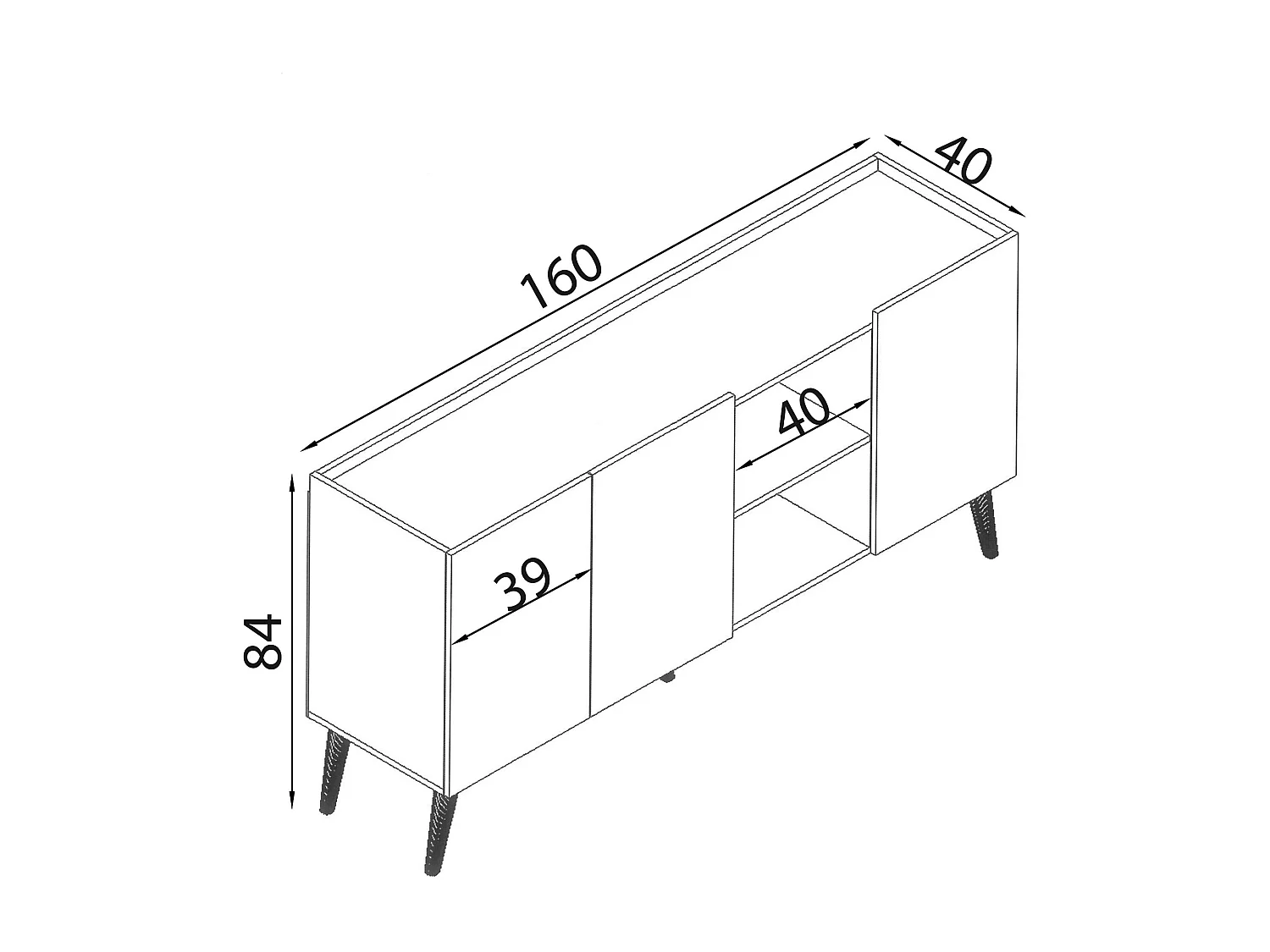 MilaniHome.it - madia di design con 3 ante di design moderno contemporaneo cm 160 x 40 x 83 hdi coloreRovere grigio