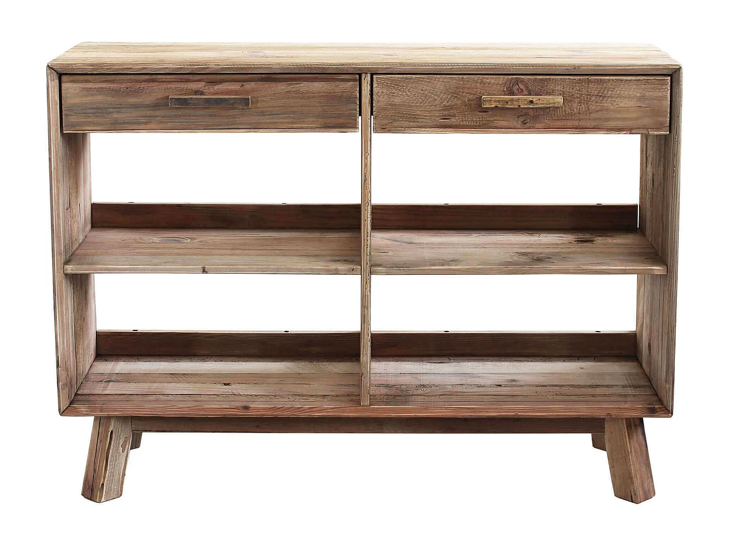 MilaniHome.it - Mobile Libreria Scaffale Stile Moderno, 2 Cassetti 4 Ripiano, Legno Di Pino Massello Riciclato, Colore Marrone Cm 117,8x40x85 Hdi coloreMarrone