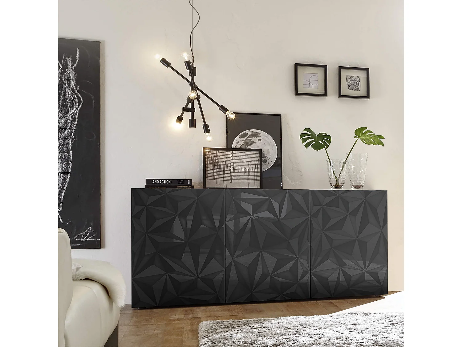 MilaniHome.it - madia di design moderno di design moderno industrial cm 181 x 84 x 42 hdi coloreAntracite