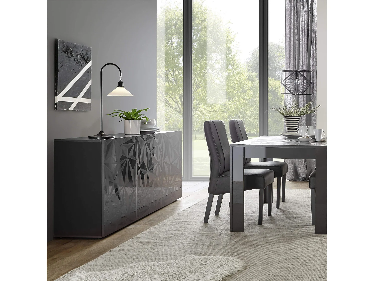 MilaniHome.it - madia di design moderno di design moderno industrial cm 181 x 84 x 42 hdi coloreAntracite