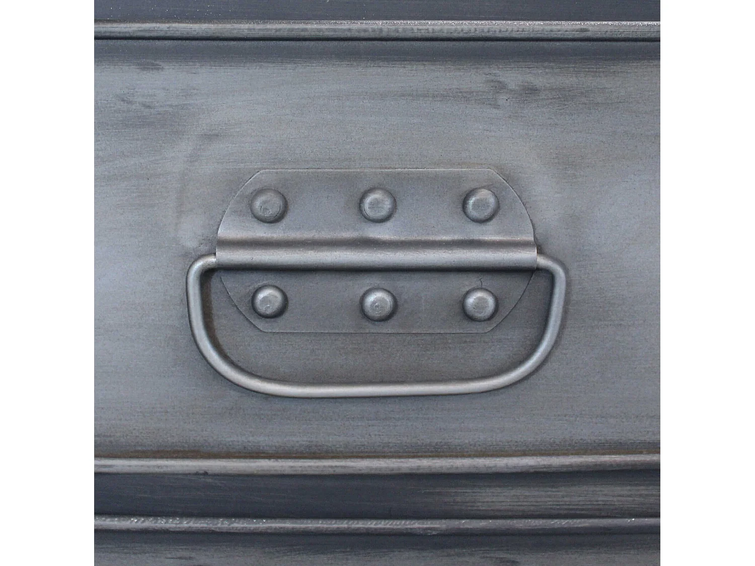 Milani Home - madia credenza industrial in acciaio con top in legno massello riciclato, grigio antracite, 133 x 38 x 82 cm
