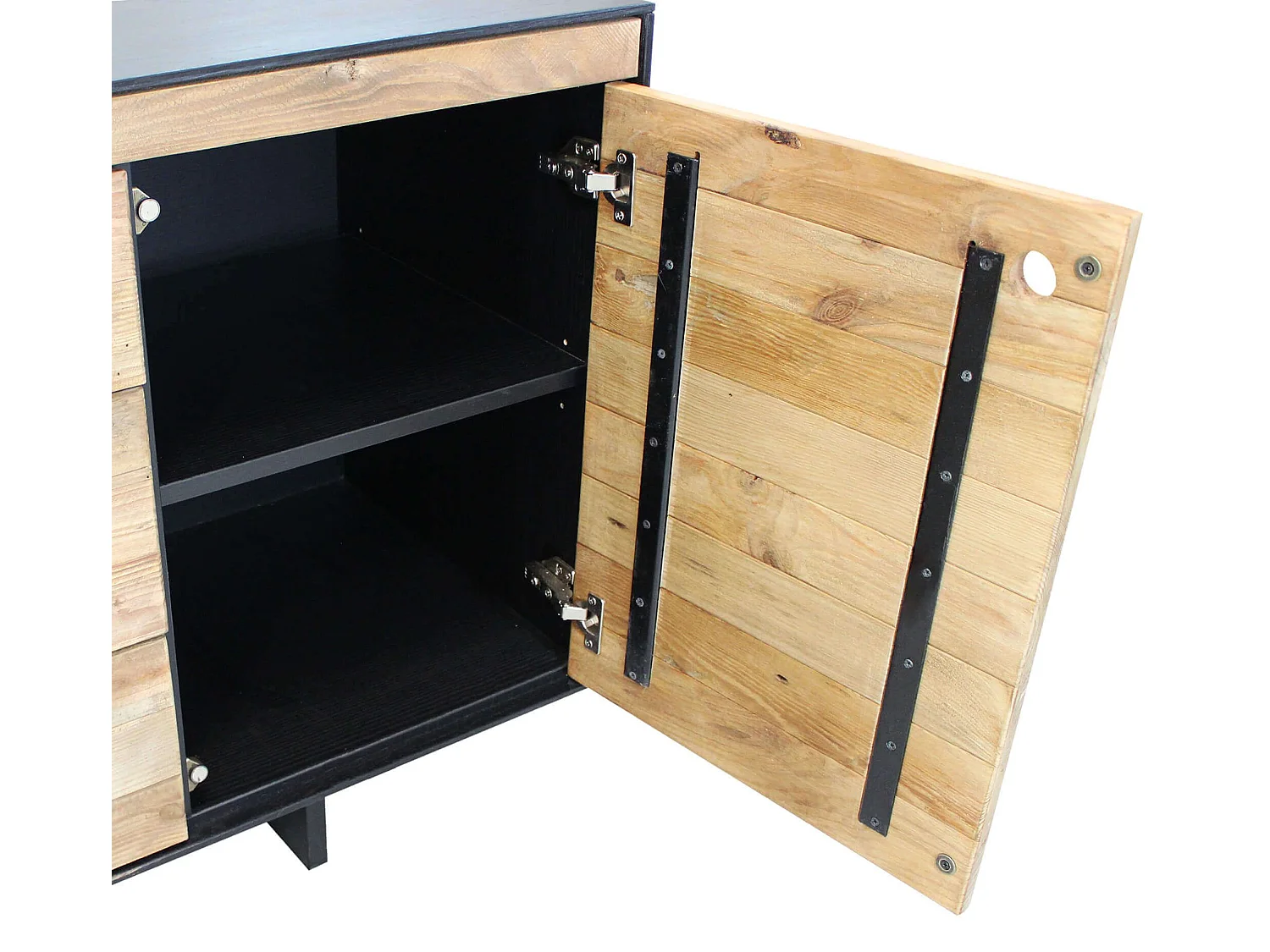 MilaniHome.it - madia 2 ante 3 cassetti di design moderno in legno di pino riciclato massiccio stile moderno vintagedi coloreMarrone