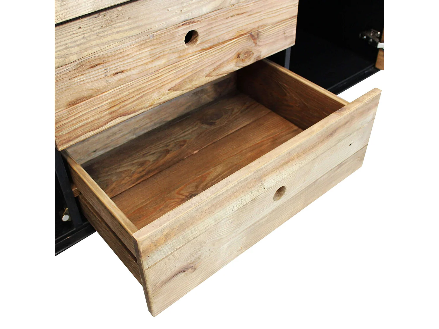 MilaniHome.it - madia 2 ante 3 cassetti di design moderno in legno di pino riciclato massiccio stile moderno vintagedi coloreMarrone