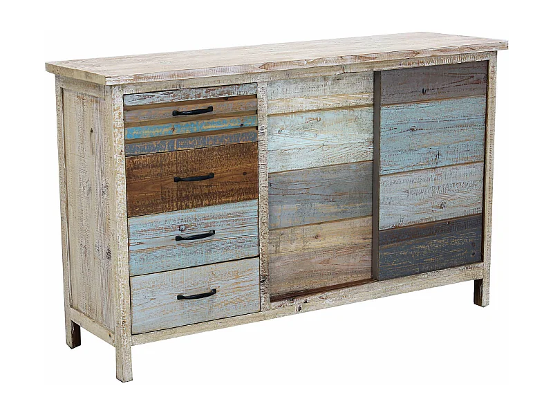 MilaniHome.it - Credenza In Legno Colorato Madia Di Design Mobile In Stile Vintage Moderno Per Sala Da Pranzo Soggiornodi coloreMulticolor