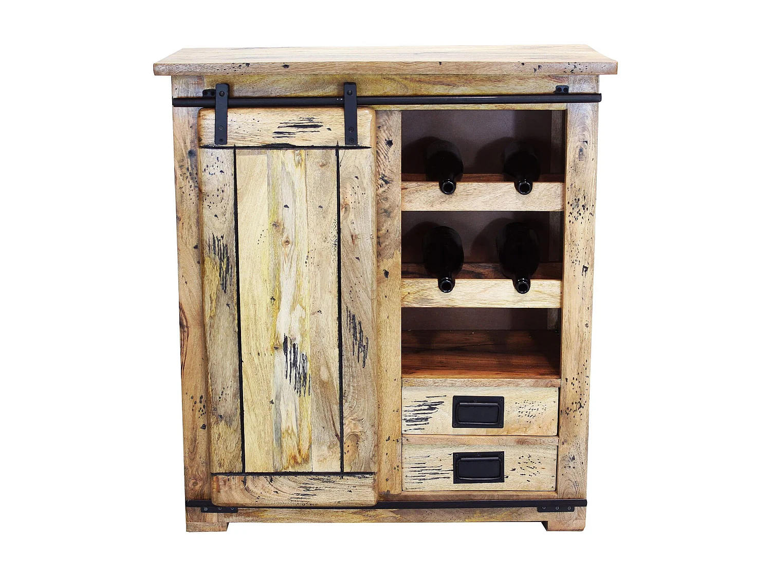 MilaniHome.it - portabottiglie legno di mango di design moderno industrial cm 90x45x100 hdi coloreMarrone