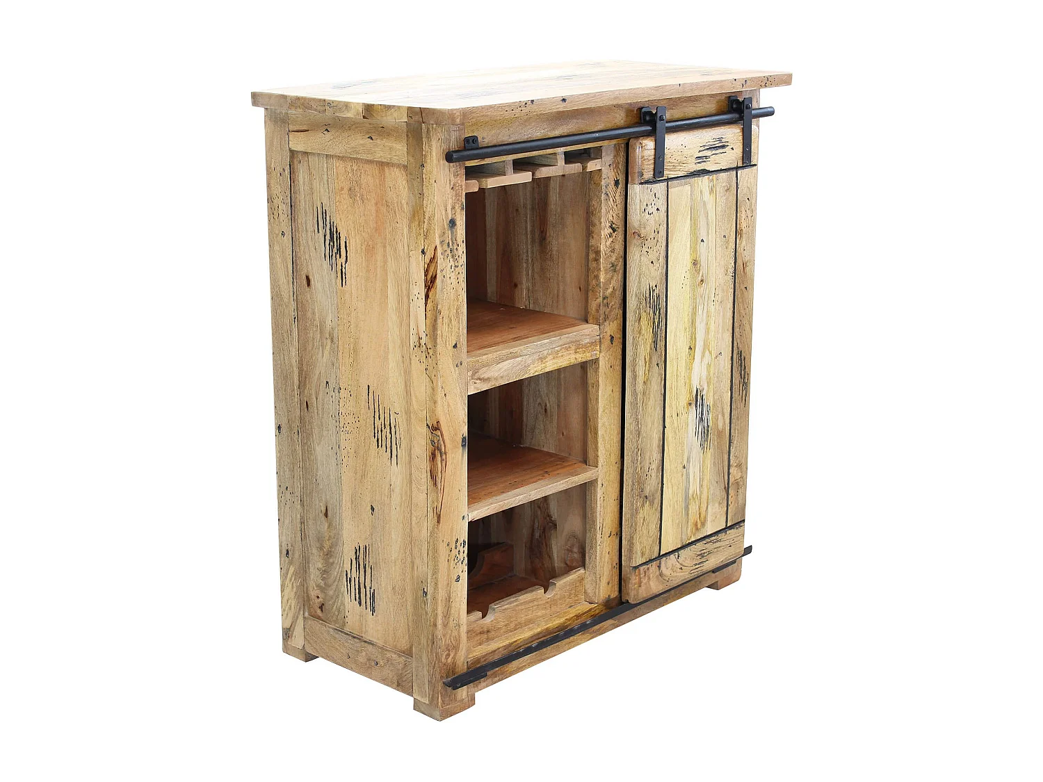 MilaniHome.it - portabottiglie legno di mango di design moderno industrial cm 90x45x100 hdi coloreMarrone