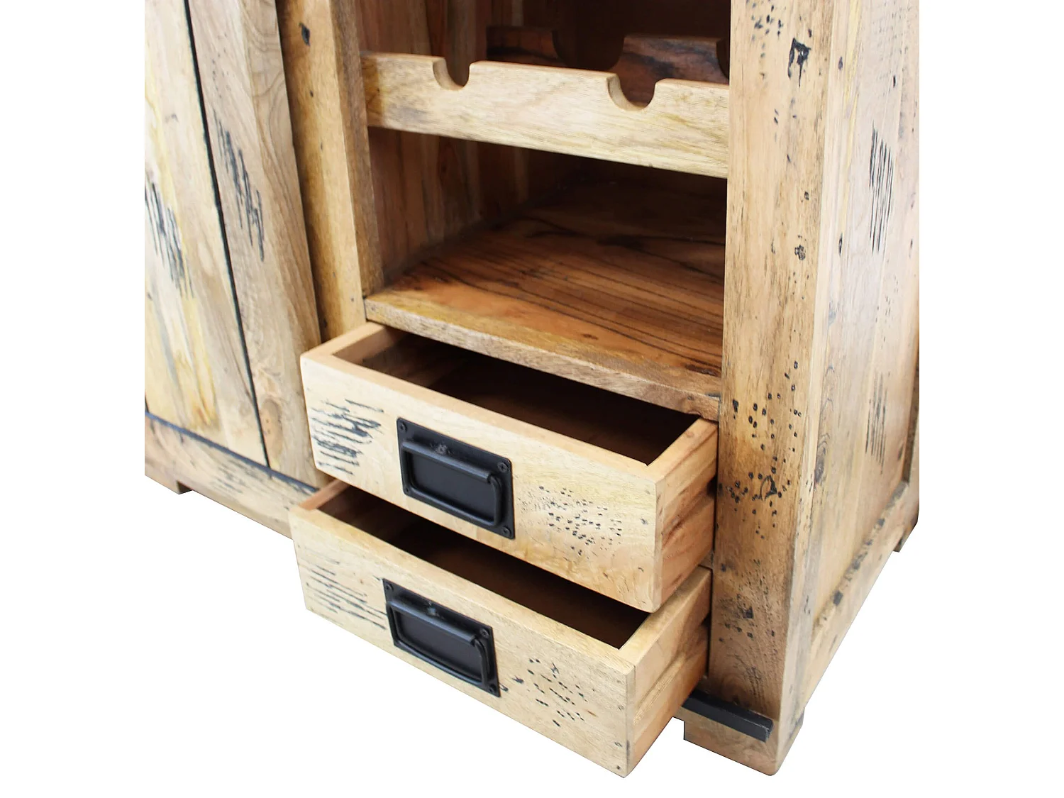 MilaniHome.it - portabottiglie legno di mango di design moderno industrial cm 90x45x100 hdi coloreMarrone