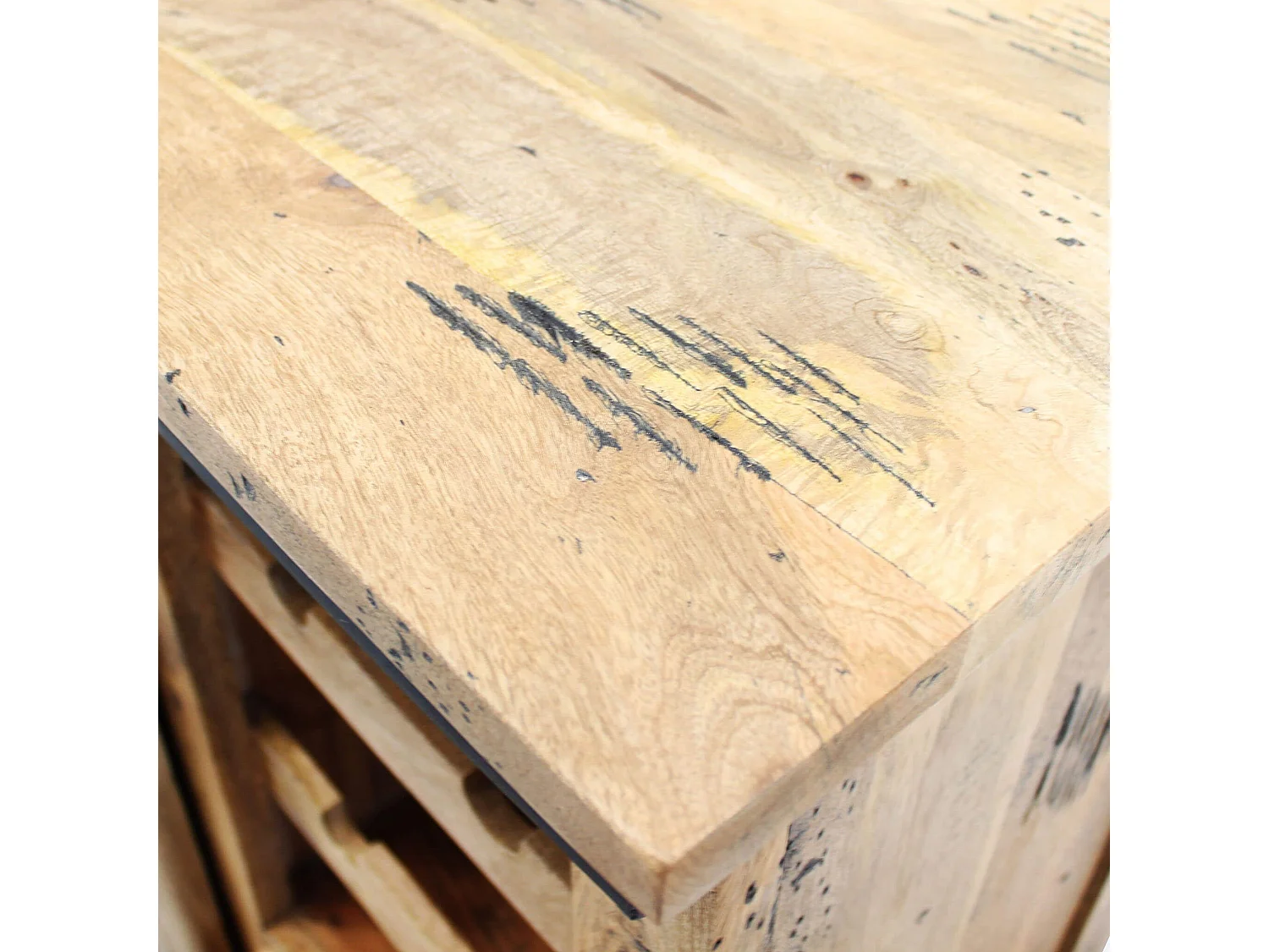 MilaniHome.it - portabottiglie legno di mango di design moderno industrial cm 90x45x100 hdi coloreMarrone