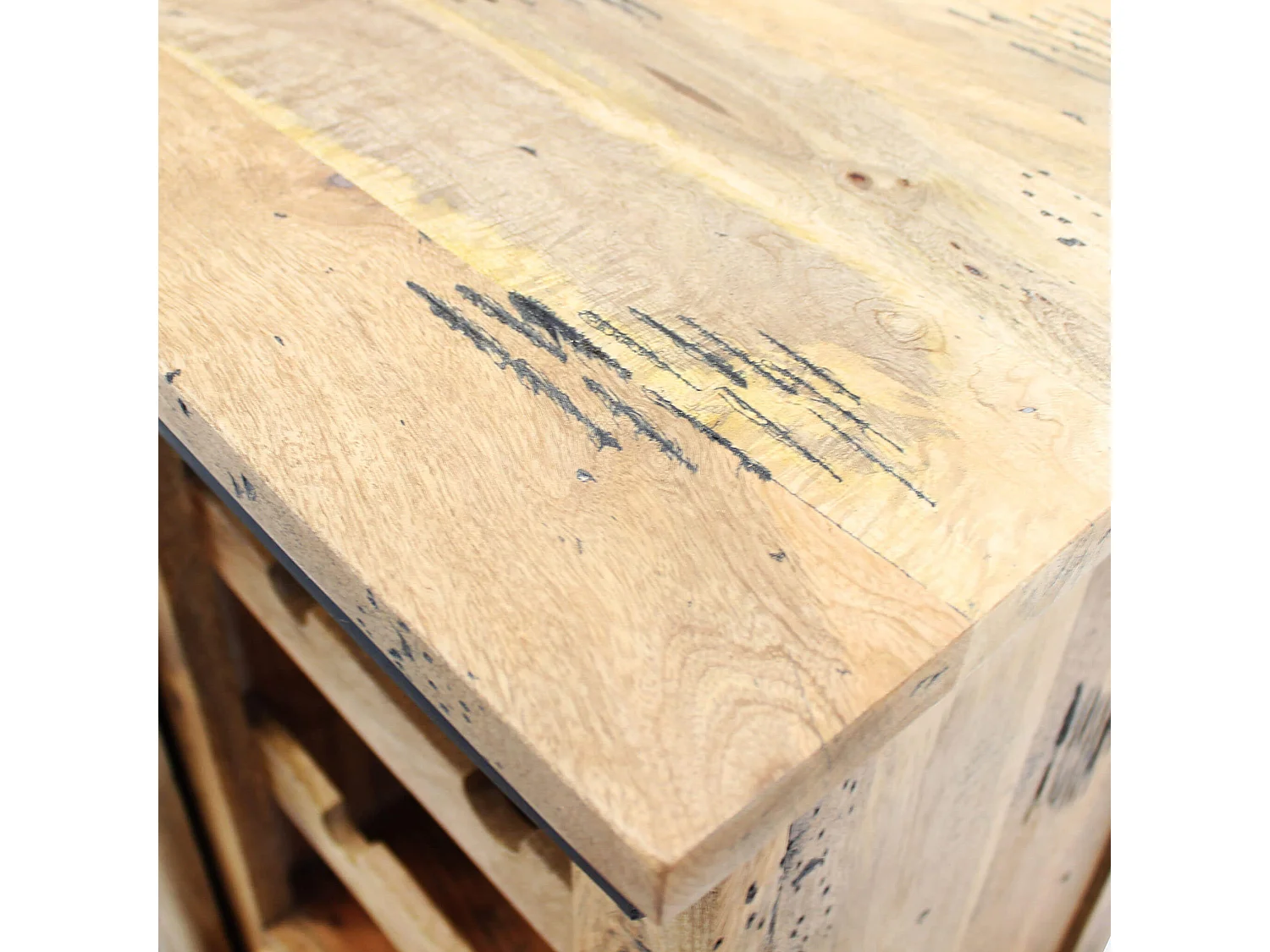 MilaniHome.it - portabottiglie legno di mango di design moderno industrial cm 90x45x100 hdi coloreMarrone