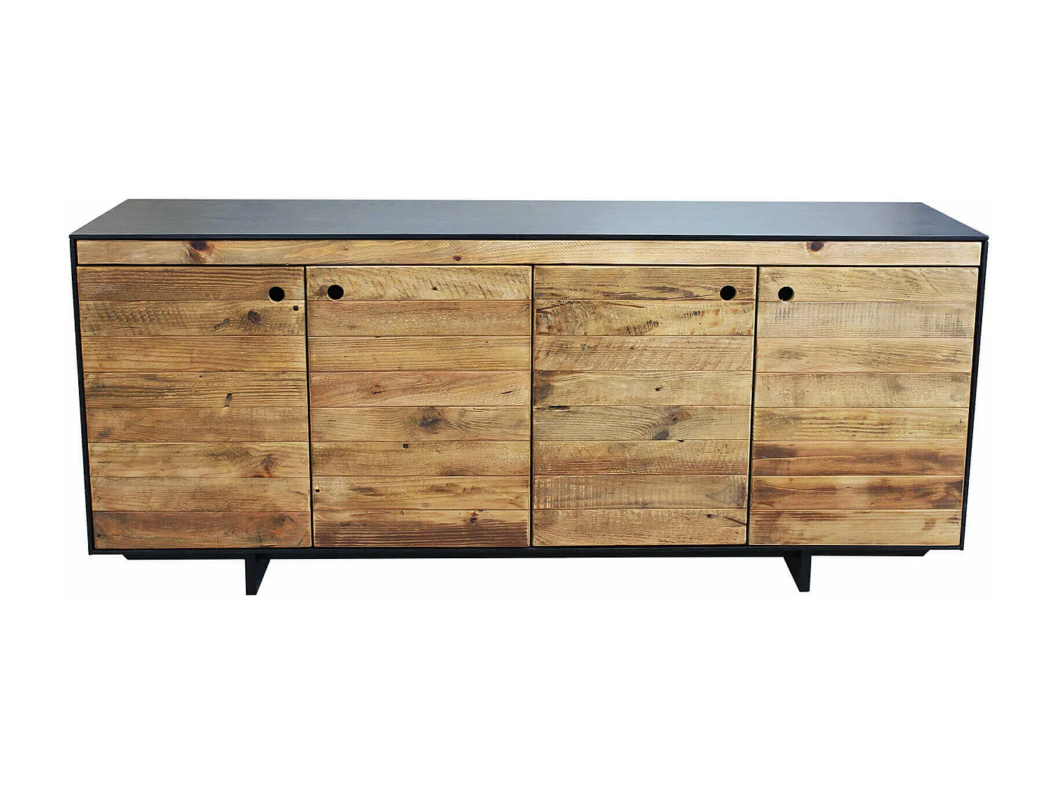 MilaniHome.it - madia 4 ante di design moderno in legno di pino riciclato massiccio stile moderno vintagedi coloreMarrone