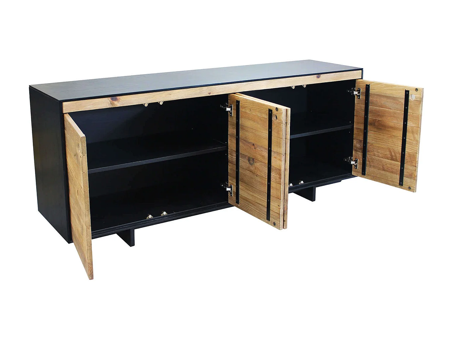 MilaniHome.it - madia 4 ante di design moderno in legno di pino riciclato massiccio stile moderno vintagedi coloreMarrone