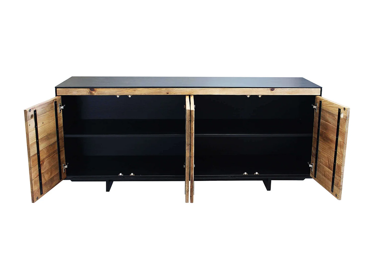 MilaniHome.it - madia 4 ante di design moderno in legno di pino riciclato massiccio stile moderno vintagedi coloreMarrone