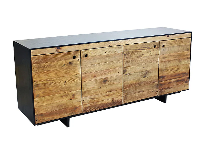 MilaniHome.it - madia 4 ante di design moderno in legno di pino riciclato massiccio stile moderno vintagedi coloreMarrone