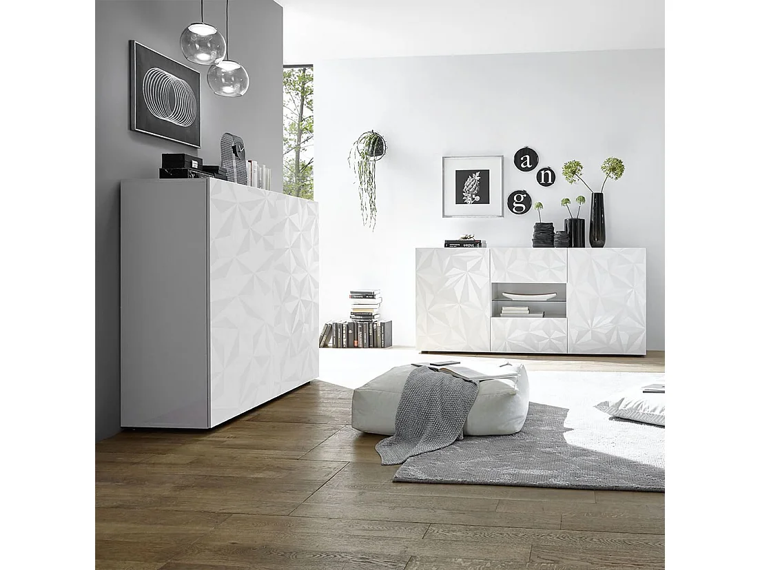 MilaniHome.it - credenza di design moderno di design moderno industrial cm 121 x 111 x 42 hdi coloreBianco