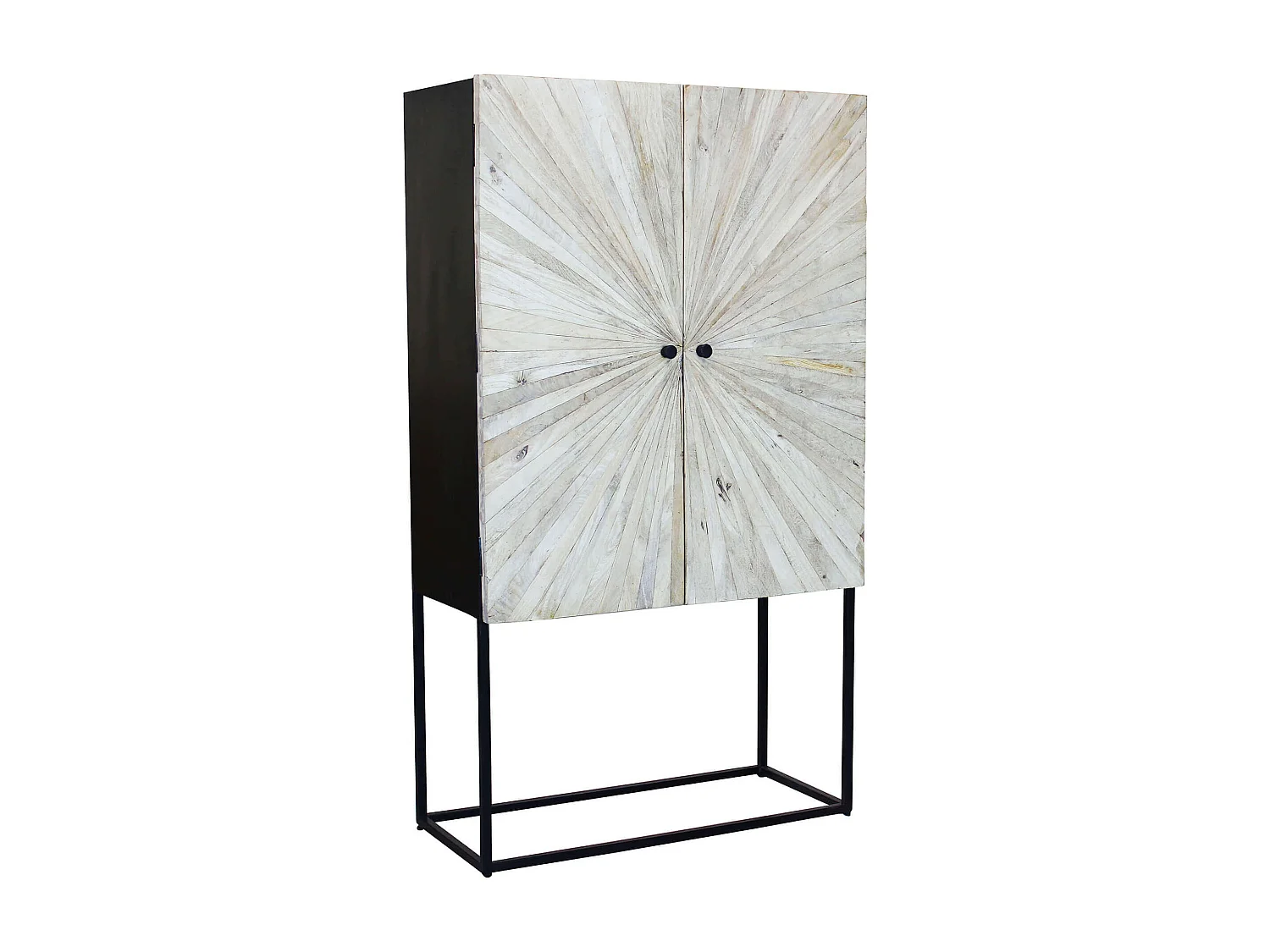 MilaniHome.it - Mobile con decoro naturale con 4 ante in legno di mango con struttura in ferro cm 90x40x160 hdi coloreMarrone