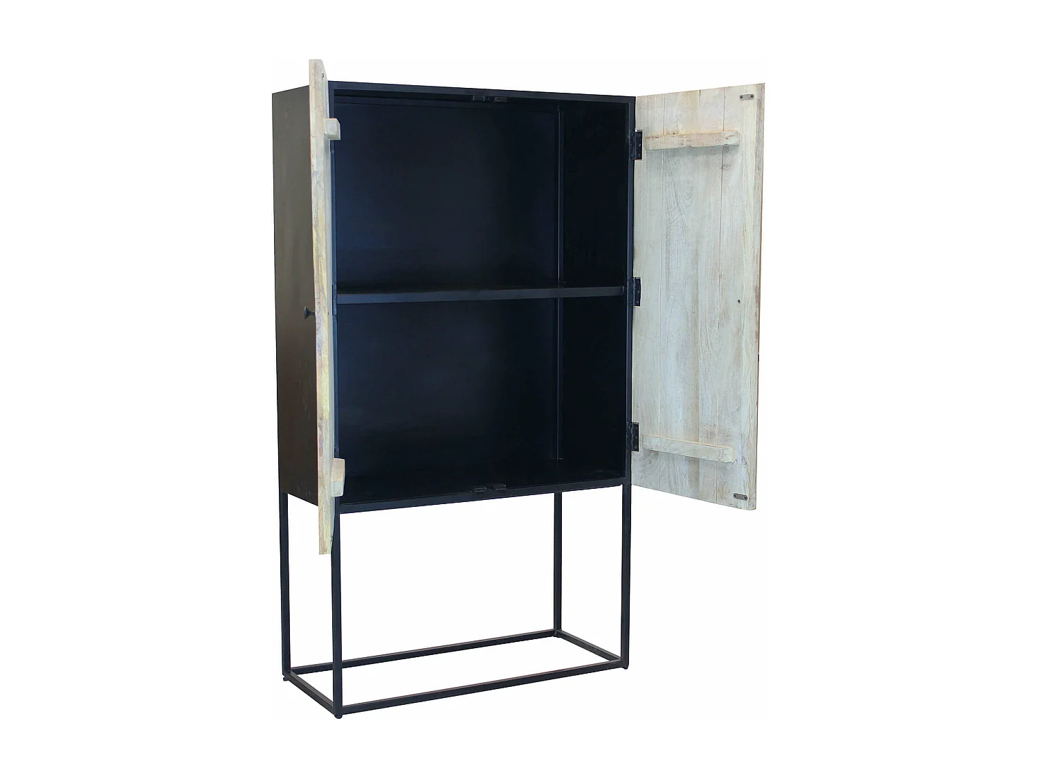 MilaniHome.it - Mobile con decoro naturale con 4 ante in legno di mango con struttura in ferro cm 90x40x160 hdi coloreMarrone