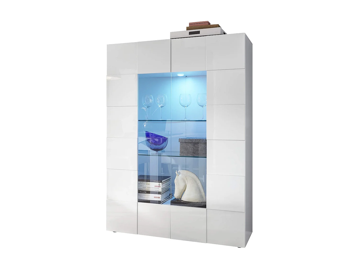 MilaniHome.it - vetrina moderna con 2 ante di design moderno industrial cm 121 x 166 x 43 hdi coloreBianco