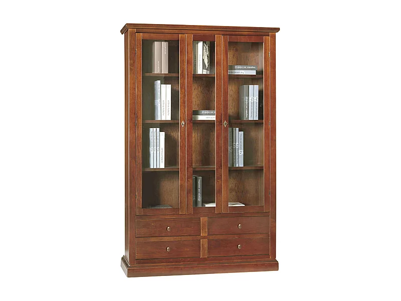 MilaniHome.it - Mobile Vetrina Cm 119x40x185 H Color Noce Per Interno Casa Cucina Sala Da Pranzo Salotto Soggiorno Camera Da Letto Ufficiodi coloreTinta noce