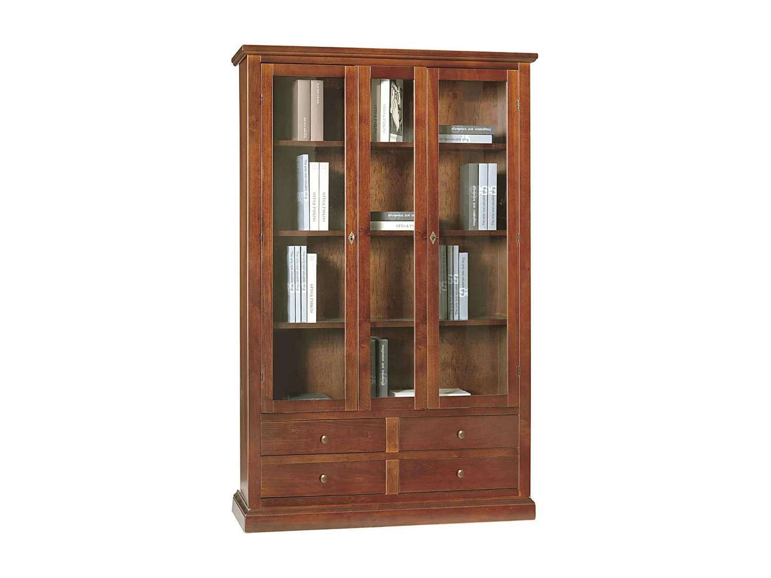 MilaniHome.it - Mobile Vetrina Cm 119x40x185 H Color Noce Per Interno Casa Cucina Sala Da Pranzo Salotto Soggiorno Camera Da Letto Ufficiodi coloreTinta noce