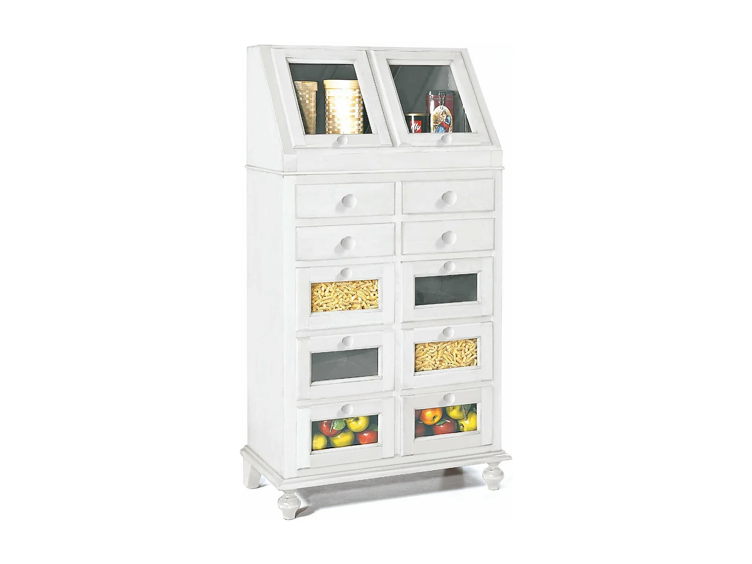 MilaniHome.it - Dispensa Bianca 80x42x153 Per Interno Sala Da Pranzo Salotto Cucina Ufficio Massello Arte Poveradi coloreBianco