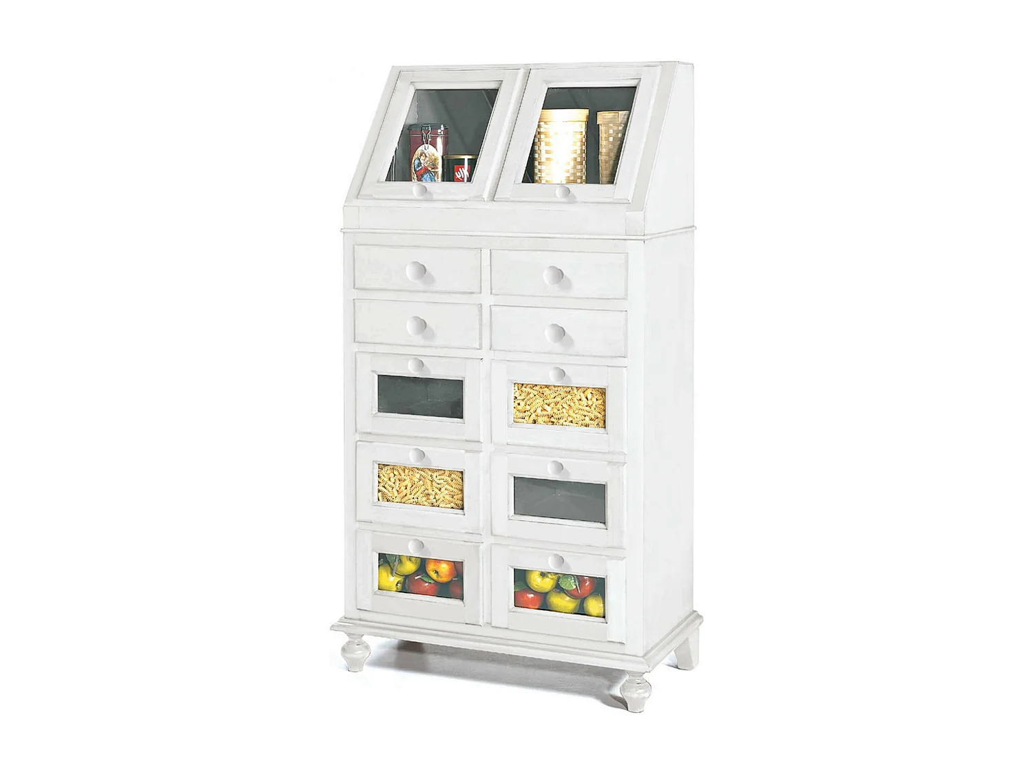 MilaniHome.it - Dispensa Bianca 80x42x153 Per Interno Sala Da Pranzo Salotto Cucina Ufficio Massello Arte Poveradi coloreBianco