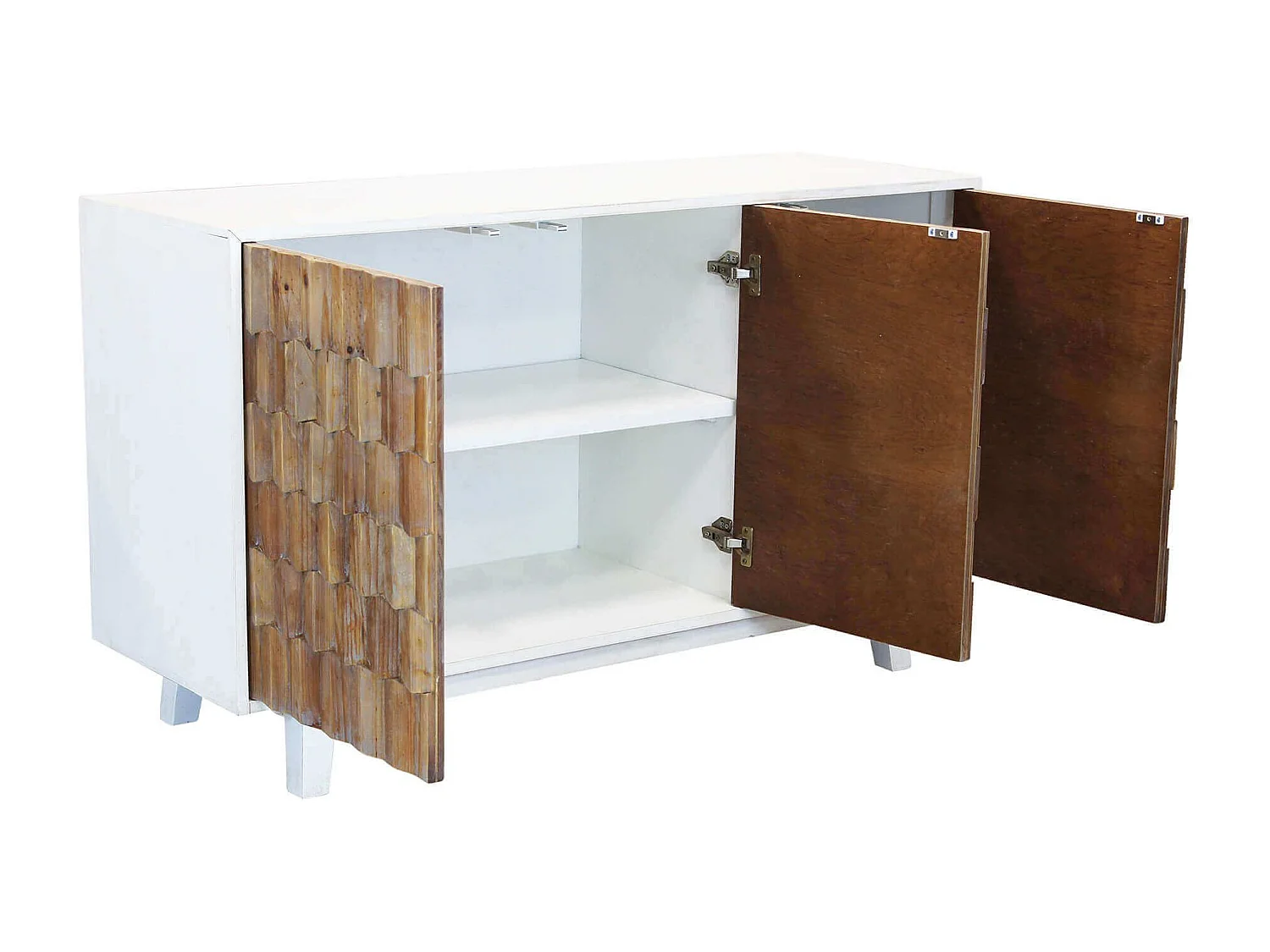 MilaniHome.it - madia a tre ante con decoro in legno di design moderno per salotto cucina sala da pranzo cm 135x45x80 hdi coloreBianco