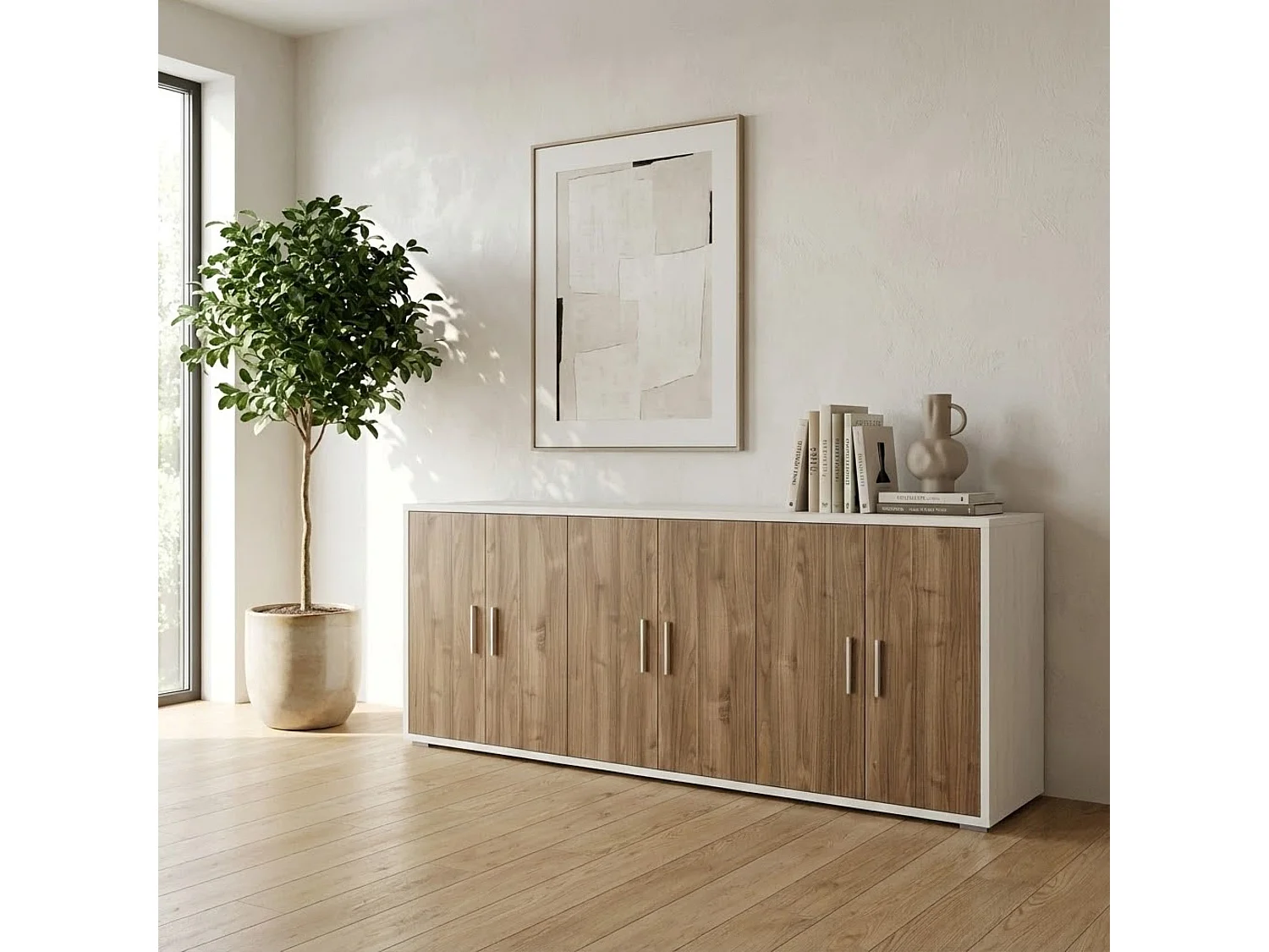 MilaniHome.it - madia moderna per soggiorno di design moderno cm 203 l x 41 p x 84 hdi coloreMarrone