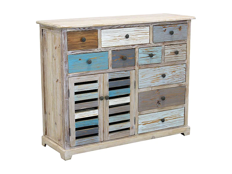 MilaniHome.it - Credenza In Legno Colorato Madia Di Design Mobile In Stile Vintage Moderno Per Sala Da Pranzo Soggiornodi coloreMulticolor