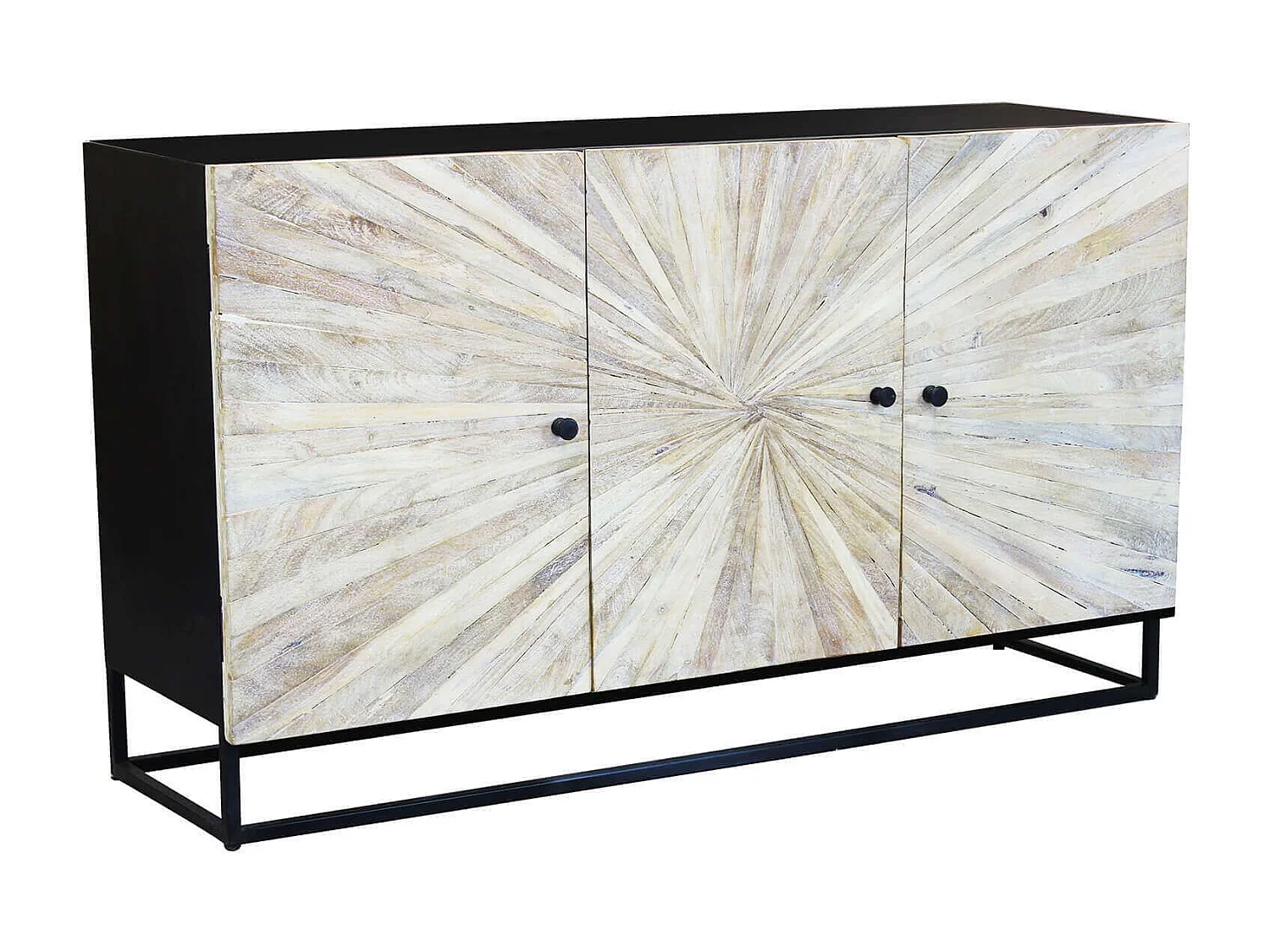 MilaniHome.it - Mobile con decoro naturale con 3 ante in legno di mango con struttura in ferro cm 150x40x85 hdi coloreMarrone
