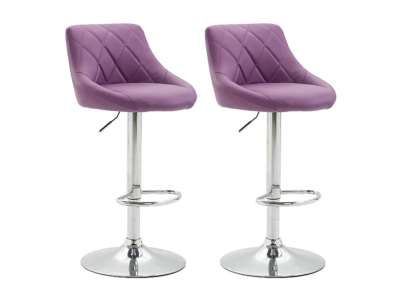 Lot de 2  Tabouret de bar - Similicuir & Métal chromé - Violet - Lazio