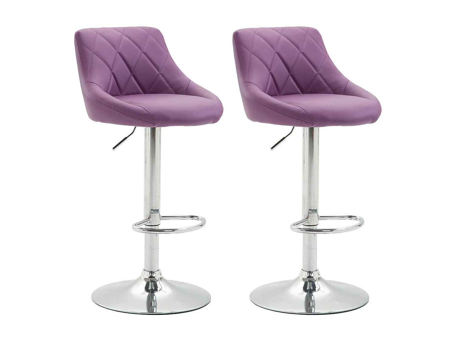 Lot de 2  Tabouret de bar - Similicuir & Métal chromé - Violet - Lazio